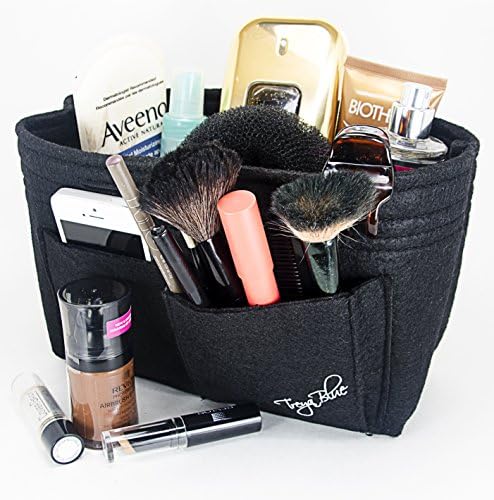 Treya Blue Purse / Handbag / Bag Organizer Insert - Complete Purse Organization in Seconds - Sturdy & Rigid Nylon Felt Structure with Handle - Fits Large Medium and Small Purses - Multiple Storage Compartments & Pouches