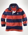 Polo Ralph Lauren Baby Boys Shirt, Striped Rugby Western Red 24M