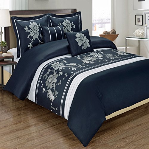 King/Calking Myra Chocolate 5-Piece Duvet Cover Set Embroidered 100% Cotton