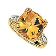 14K Yellow Gold Citrine and Diamond Ring