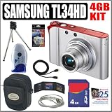 Samsung TL34HD 14.7MP Digital Camera Red & 4GB Deluxe Accessory Bundle