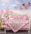 Khaki & Pink Camo Baby Crib Nursery Bedding Set 10 pcs ** Reversible Into 2 Designs ! **