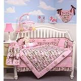 Khaki & Pink Camo Baby Crib Nursery Bedding Set 10 pcs ** Reversible Into 2 Designs  **