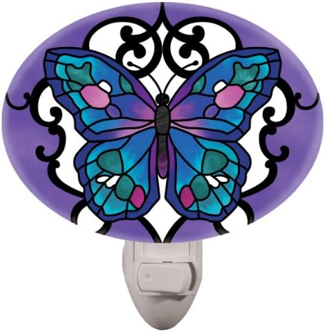 Joan Baker Designs NL266R Blue Butterfly Art Glass Night Light, 4 by 2.75-Inch