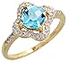 14 Karat Gold Steinen Ring, mit 0.18 Karat Brilliantschliff Diamanten & 0.96 Karat 6mm Kissenschliff Blau Topas Stein, (11mm) breit