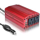 BESTEK 300W Dual 110V AC Outlets Power Inverter DC 12V to 110V AC Car Adapter with 3.1A Dual USB Charging Ports for Laptop, Smartphones and Tablets
