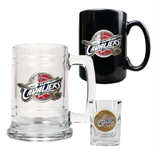 NBA Cleveland Cavaliers 15-Ounce Tankard, 15-Ounce Ceramic Mug & 2-Ounce Shot Glass Set - Primary Logo