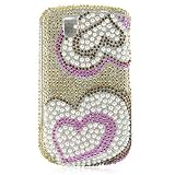 Premium Luxurious Designer Hard Diamond Crystal Snap-on Case for Blackberry Tour 9630 Case - Gold Heart Diamond