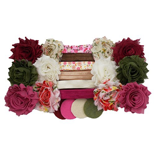 Vintage Rose - Mini DIY Headband Kit - Makes 12 Single or 6 Double Headbands - Baby Shower Headband Station - Fashion Headbands for Birthday Party & Baby Shower Games
