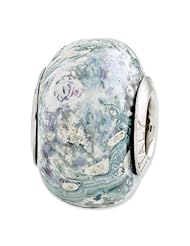 Sterling Silver Reflections Green/Purple/White Ceramic Bead