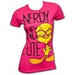Looney Tunes Tweety Bird Nerdy & Cute Fuchsia Junior's T-shirt