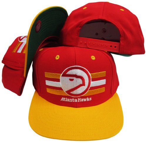 Atlanta Hawks Red/Yellow Two Tone Snapback Adjustable Plastic Snap Back Hat / Cap