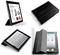 Invision&reg; NEW ULTRA SLIM SMART CASE COVER for Apple iPad 2 - Full Grade BLACK PU Leather with GREY Satin inner cloth. SUPERIOR QUALITY - 4 SEGMENT FRONT COVER - UNIQUE DESIGN FEATURES - AUTO SLEEP/WAKE FUNCTION -