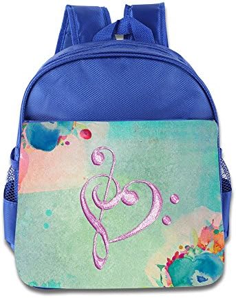 Kid's Music Note Heart Funny School Backpack Bag For Both Boys And Girls RoyalBlue