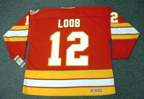 HAKAN LOOB Calgary Flames 1989 CCM Vintage Throwback Away NHL Hockey Jersey, LARGE