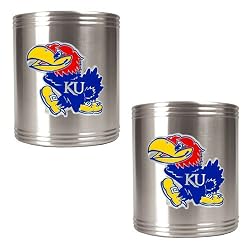 Kansas Jayhawks NCAA 2pc Stainless Can Holder Set by Great American Products