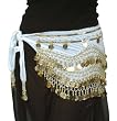 White Velvet Rectangular Hip Scarf with Gold Coins