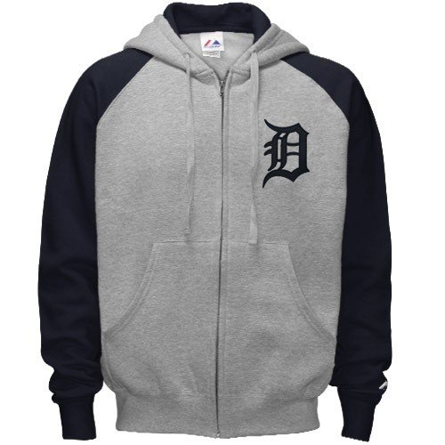 Majestic Detroit Tigers Ash Classic Full Zip Hoody Sweatshirt
