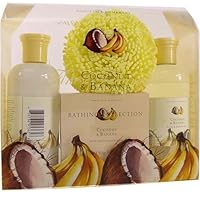 Tropical Fruit Duos Gift Set- 4 Piece Set, Shower Gel, Lotion, Soap and Puff