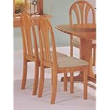 Set of 2 Oak Finish Fan Back Wood Dining Chairs