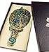 Ivenf Large Size Vintage Foldable Metal Handheld Oval Make-Up Mirror, Peacock Couple In Woods, Bronze