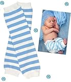 IMAGE OF #14 Baby blue & white stripes baby boy or girl leg warmers by My Little Legs