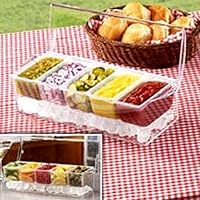CHILLED CONDIMENT SERVER WITH 5 REMOVEABLE CONTAINERS