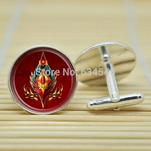 Pretty Lee Wow World Of Warcraft Blood Elf Crest Horde In Silver Cufflinks Glass Cabochon Cufflinks C3130