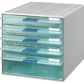 【クリックで詳細表示】コクヨ レターケース UNIFEEL 透明引き出し A4縦 浅型4段 深型1段 LC-UNT605M： 文房具・オフィス用品