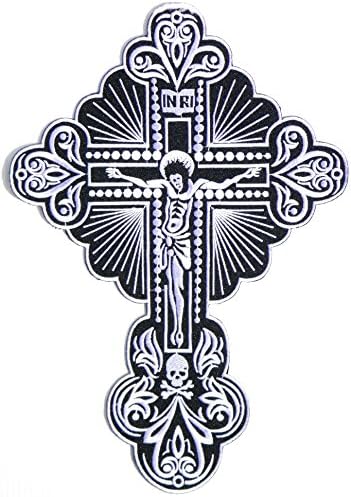 8"x11.5" Big Jumbo Large INRI Jesus King Of The Jew Cross Chiristian Rider Biker Tatoo Jacket T-shirt Patch Sew Iron on Embroidered Sign Badge Costume