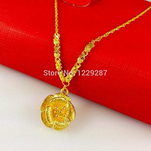 Kiss Love Fashion 2015 Gold Plated Necklace With 24 K Gold High Simulation Jewelled Rims Gold Necklace Rose Pendant Necklace For Women