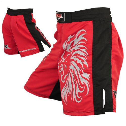 Mrx MMA Fight Shorts Grappling Short Stretch Penals (Black/Red, Large)