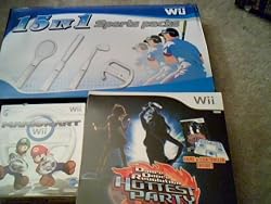 15 Piece Wii Sports Kit/Mario Kart Video game with Wheel/Dance Dance Revolution with Dance Pad for the Nintnedo Wii System (Wii System not included)