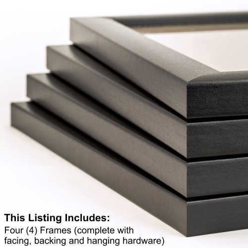Craig Frames 1WB3BK 13 by 19-Inch Picture Frame 4-Piece Set, Smooth Finish, 1-Inch Wide, Black