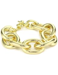 1AR by UnoAerre 18k Gold Plated Textured Oval Link Bracelet