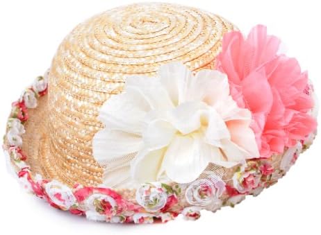 YQ Baby Girl's Summer Straw Beach Sunhats Size XS Natural Color