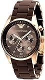 Emporio Armani Ladies AR5891 Sport Rose Gold Ion-Plating Brown Chronograph Dial Watch
