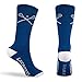 ChalkTalkSPORTS Lacrosse Performance Crew Socks - Crossed LAX Sticks - Blue - Lacrosse Mid-Calf Socks - Adult
