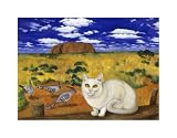 White Blue Russian In Front Of Ayers Roc by Isy Ochoa. Art Print Poster 20 inches width by 15.75 inches height. Highest Quality Art Poster Print