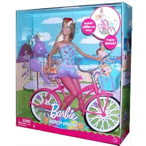 Click here to buy Barbie Beach Party 12 Inch Doll and Bicycle Playset (R8645) - BARBIE with Bicycle, Bike Helmet,... by Barbie.