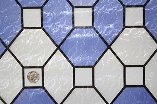 Non Adhesive Stained Glass, Lead Decorative Window Film 36" Wide, Blue & Green (Blue, 36" x 84" Roll)