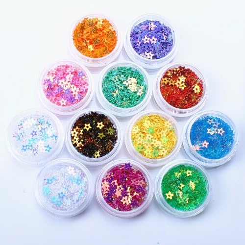 QF-Powder Specail Brilliant star design glitter slices 12 colors Nail art decoration tips