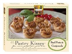 The Perfect Bite Co  Pastry Kisses- Basil Pesto Gorgonzola, 12 Count Tray, 8-Ounce Box (Pack of 4)