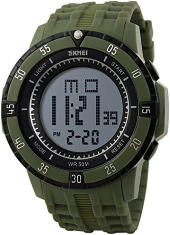 ONEON Kids' Waterproof Sports Watch Multifunction Digital LED Alarm Timer Girls Boys Students Army Green