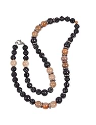 Black Onyx Carved Gemstone Beads Necklace Sterling Silver Fashion Jewelry
