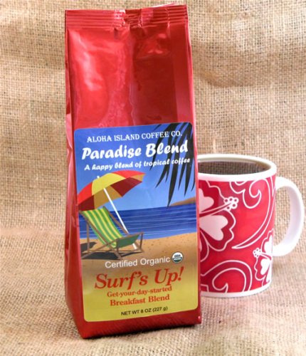 Surf's Up! USDA Certified Organic Breakfast Blend; 1 Lb, Whole Bean by Aloha Island Coffee Company
