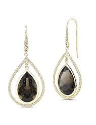 Willow Gold Sedona Noche Smokey Topaz and Diamond 18k Yellow Gold Earrings