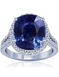 Platinum Cushion Cut Blue Sapphire Ring With Sidestones