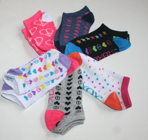 XOXO Girl's No Show Socks 6 Pair - Size: 6-8.5 Multi