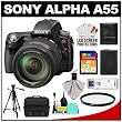 Sony Alpha A55 Translucent Mirror Technology Digital SLR Camera Body & 18-250mm DT Lens with 32GB Card + Battery + Filter + Case + Tripod + Accessory Kit